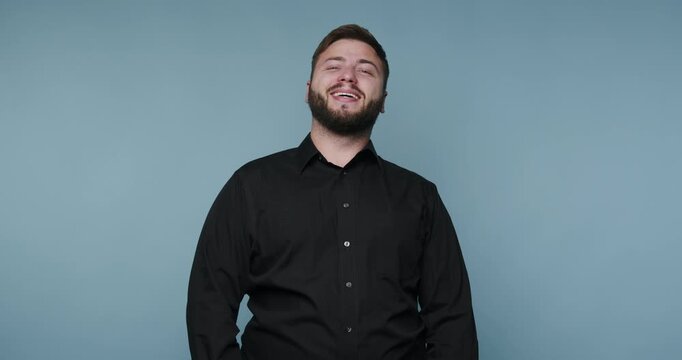 Man expresses different emotions in four frames in a simple and clear setting