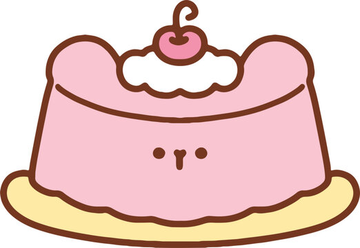 Cute Pink Cake with Cherry and Whipped Cream
