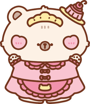 Cute Cartoon Bear Character in Dress