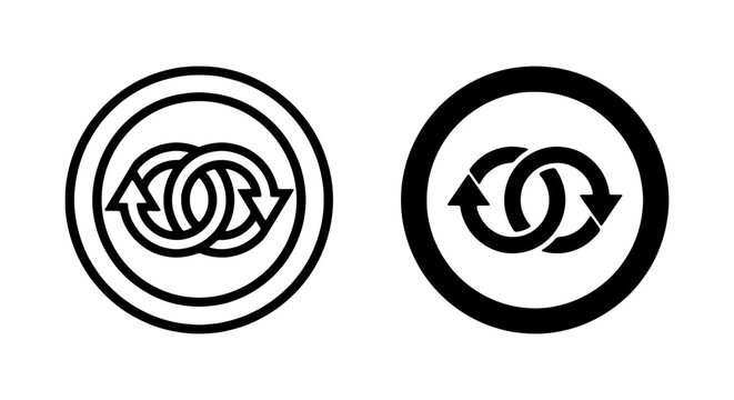 Interlocking Rings Symbol, Circular Arrows Icon, Infinite Loop Vector Graphics