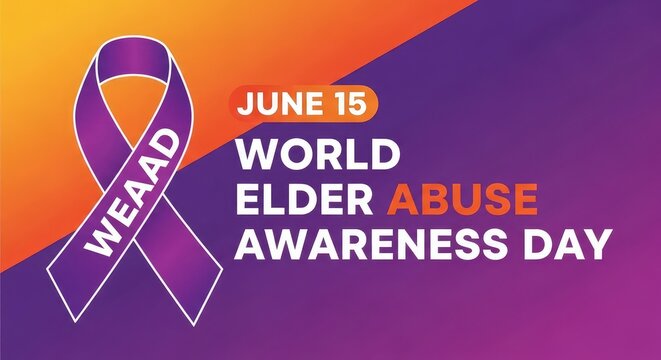 World Elder Abuse Awareness Day colorful gradient banner layout with bold typography text message