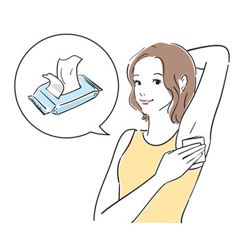 夏の発汗脇汗対策をする女性の表情