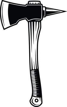 Hand Drawn Firefighter Axe with Pick Head Vector Illustration