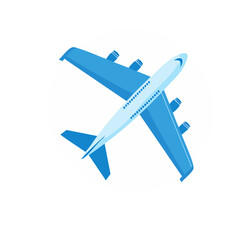 Obraz premium Blue airplane icon on white background