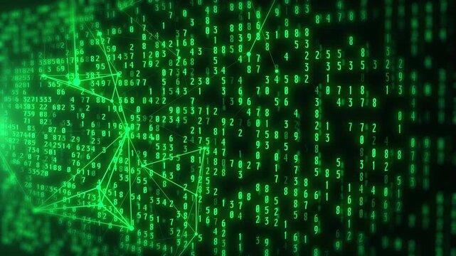 Classic Green Matrix Binary Code Rain for Cyber Security Presentations, Hacking Scenes, and Programming Content. Digital Code Background with Digits Moving on Screen Ultra HD 4K Motion.