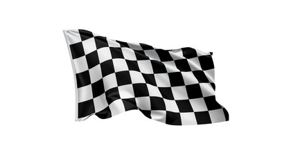 Racing Checkered Flag Waving in the Wind on Clear Day with Bright Light