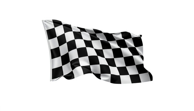 Racing Checkered Flag Waving in the Wind on Clear Day with Bright Light