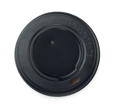 Black plastic disposable takeaway coffee cap