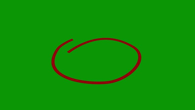 glowing neon red circle ring outline drawing itself in clean motion graphics loop on green background. minimal preloader element for interface design hud digital progress tracking concept video. 4k