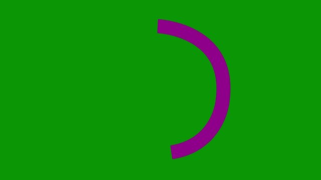 minimal purple neon glowing circle loading animation on green background with circular preloader shape buffering icon digital progress bar element for video editing and tech transition effects. 4k