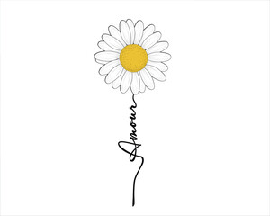 amour hand drawn daisy flower hand drawn design © ulucsevda