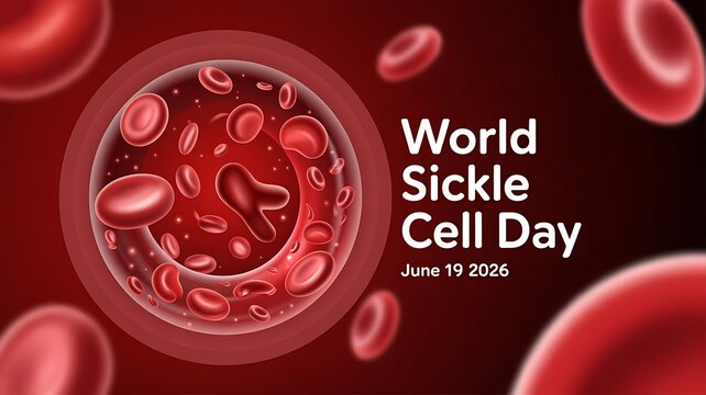 Sickle cell blood cells in vessel, world sickle cell day