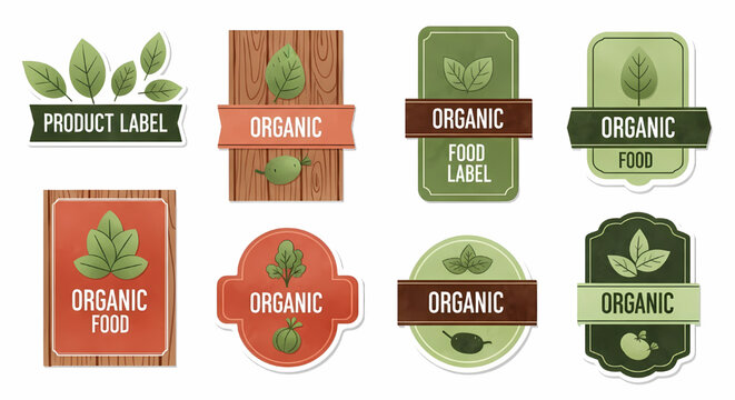 Set of organic food product labels