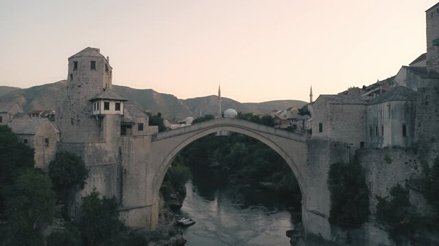 Early morning shot of the bridge in Mostar, Bosnia