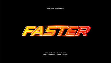 Faster text effect, editable speed and racing typography style on black background © Muh