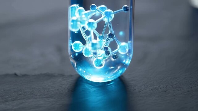 A Captivating Glimpse into Molecular Structures: Stunning Visuals of Test Tubes Filled with Glowing Particles Illustrating Science and Chemistry Innovations