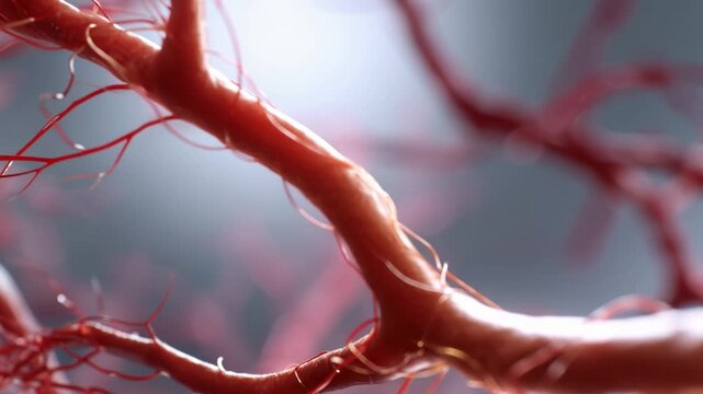 Intricate Network of Blood Vessels: A Close-Up Exploration of Capillaries and Their Role in Circulatory Function and Human Anatomy in High-Resolution Imagery