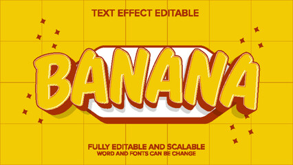 3d text effect banana cartoon style vector editable © waane