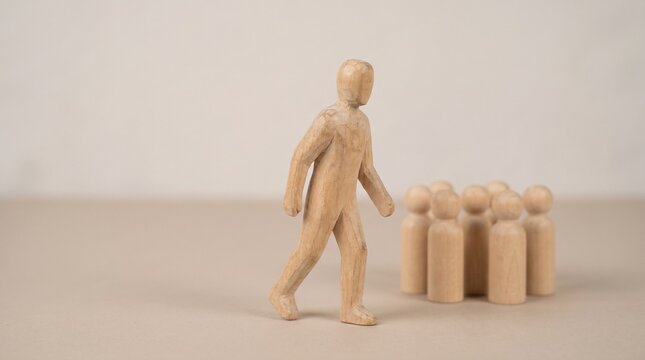 Walking Away from the Crowd - Leadership and Individuality Concept