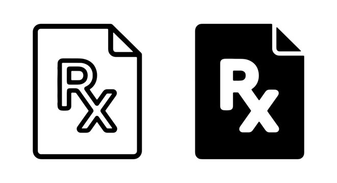 RX Prescription Icons, Medical Document Symbols, Healthcare Form Graphics, Pharmacy Paper Vector