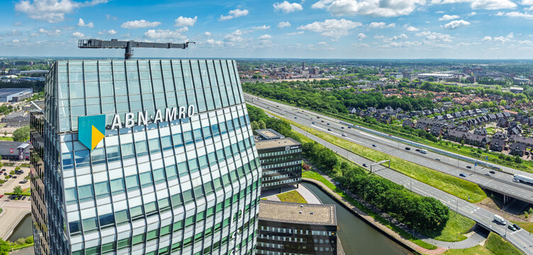ZWOLLE, NETHERLANDS - MAY 30, 2026: The IJsseltoren is an office complex in Zwolle, built on behalf of ABN AMRO. It is used by various tenants. The tower is located on the Voorsterpoort office park on