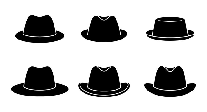 Fedora Hat Icons, Classic Menswear Accessories, Vintage Style Headwear Collection