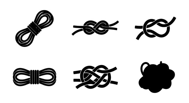 Rope Knots and Coils Vector Icons: Nautical, Camping, and Utility Symbols