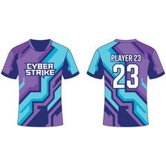 Cyber strike esport jersey design mockup with geometric pattern, template © Icon
