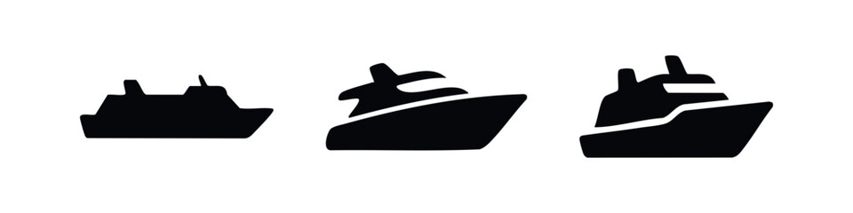 Cruise ship icons: side view, angled, front view © Lili