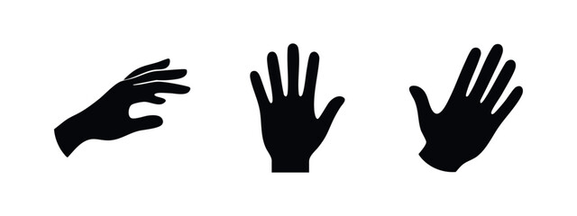Obraz premium Three hand icons in silhouette, isolated on white