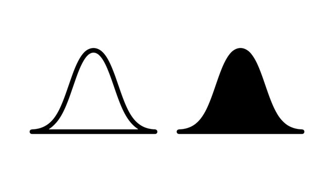 Gaussian bell curve icon, normal distribution graph, probability statistics vector