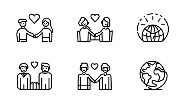 Illustration of Diverse Groups of People Engaging in Positive Relationships with a Global Context