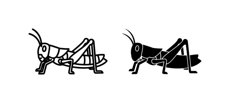 Grasshopper Vector Icons, Insect Silhouette, Black and White Graphics