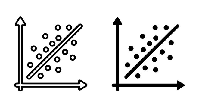 Scatter Plot Icons, Correlation Graph, Data Analysis Vector Set, Business Statistics