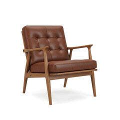 Fototapeta premium Modern wooden armchair with floral upholstery