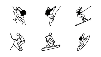 Multiple Outdoor Adventure Activities Including Climbing Hiking Surfing and Snowboarding © AI PIC