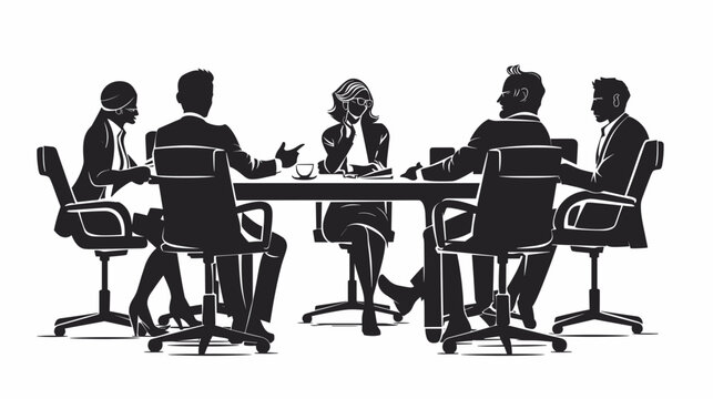 Professional Team Engaged in Strategic Business Meeting Around a Circular Conference Table