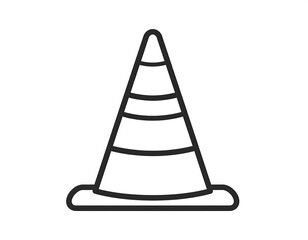 Fototapeta premium Black and white illustration of a traffic cone. Solid outline depicts a conical shape with horizontal stripes and a flared base