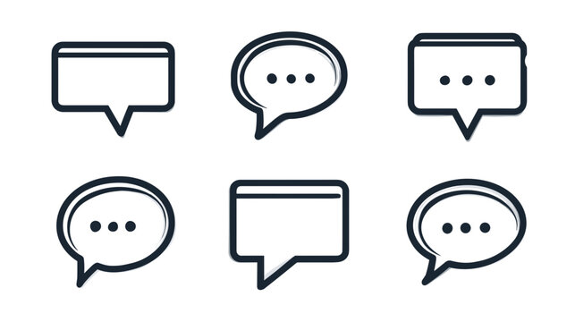 Set of Empty Speech Bubbles for Dialogue and Communication in Various Shapes and Styles