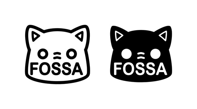 Fossa Cat Icons, Black and White Vector Logos, Animal Emblems