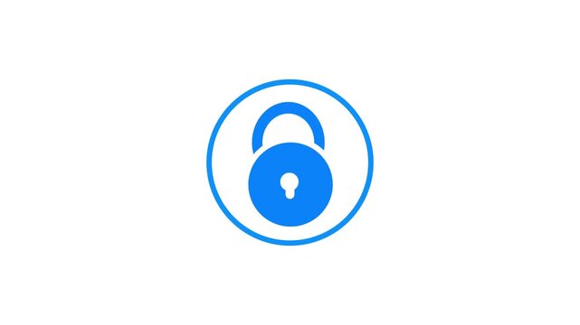 Neon padlock icon animated
