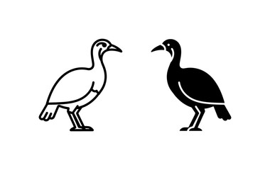 Fototapeta premium Two Stylized Birds, Black and White Vector Icons, Minimalist Avian Graphics