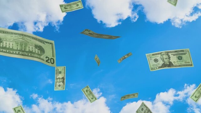 Dollar bills rain sky 2