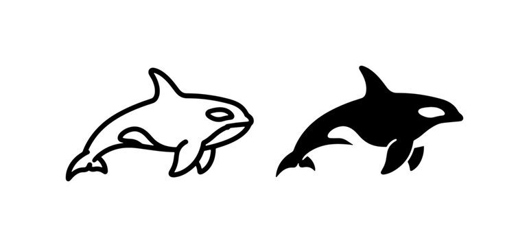 Orca Whale Icons, Killer Whale Vector Art, Marine Mammal Graphics