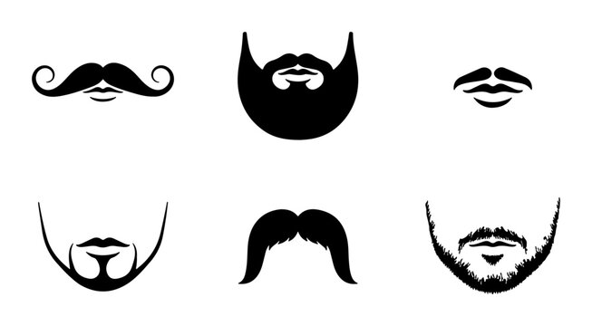 Facial Hair Styles Vector Icons: Mustaches, Beards, Goatees, Vector Set