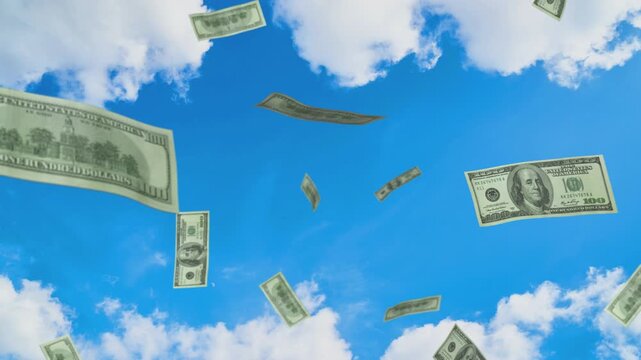 Dollar bills rain sky 3