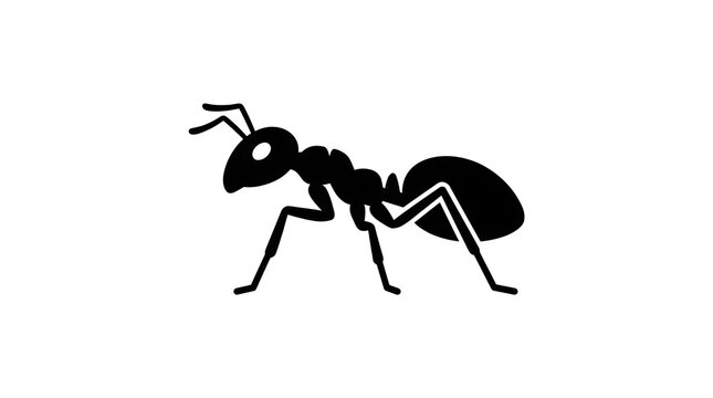 Clean and minimalist black ant icon with a simple silhouette style, ideal for logos, apps, and graphic design projects.