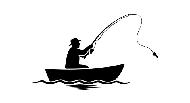 Man fishing in a small boat 2.