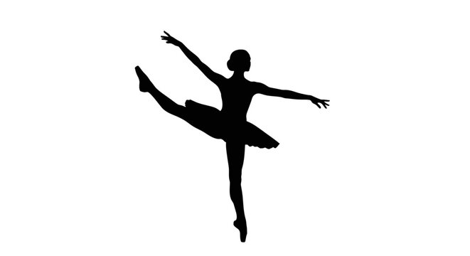 Silhouette of a female ballet dancer.