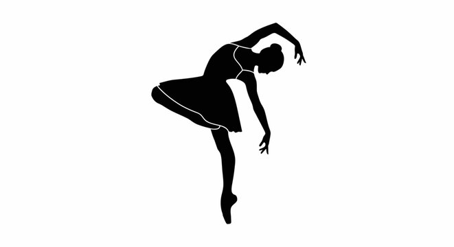 Silhouette of female ballet dancer posing 2.